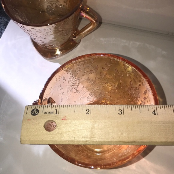 Jeanette Depression Glass Flora gold cr and sugar - Picture 5 of 8